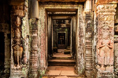 Angkor, Kamboçya - 26 Ocak 2025: Kamboçya 'daki Preah Khan Tapınağı' nın antik kalıntıları