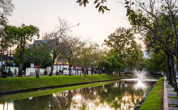 Chiang Mai, Tayland - 5 Şubat 2025: Güneşli havalarda tarihi merkez