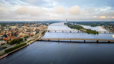 Riga Şehri 'nin Letonya' daki hava aracı görüntüsü