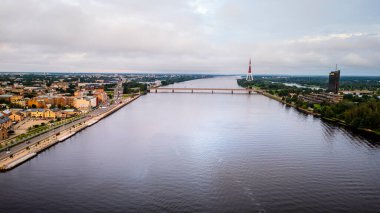 Riga Şehri 'nin Letonya' daki hava aracı görüntüsü