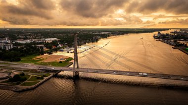 Riga Şehri 'nin Letonya' daki hava aracı görüntüsü