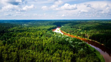 Turaida 'nın yazın uçak manzarası, Letonya