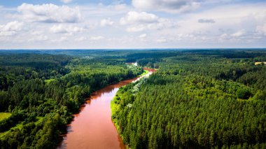 Turaida 'nın yazın uçak manzarası, Letonya