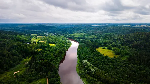 Yazın Letonya 'da Turaida Manzarası