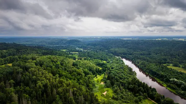Yazın Letonya 'da Turaida Manzarası