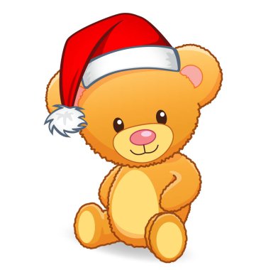 Noel Baba şapkalı sevimli oyuncak ayı.