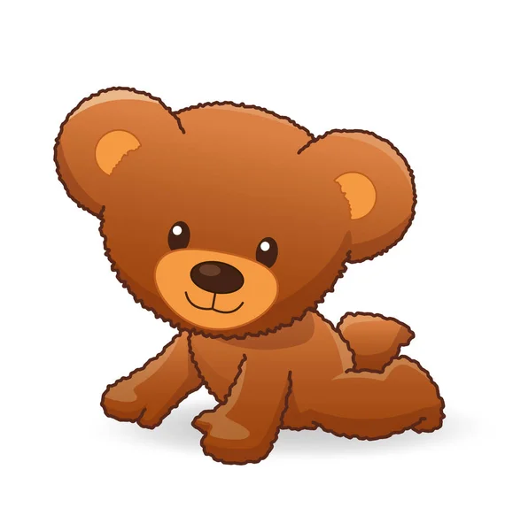 Cute Cuddly Fuzzy Brown Teddy Bear Crawling — Stock Vector