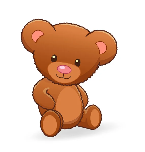 Klassischer Niedlicher Kuscheliger Brauner Teddybär — Stockvektor