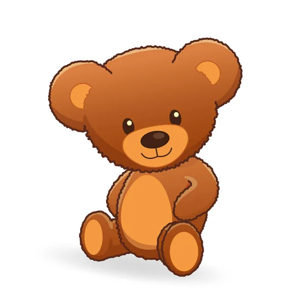 Klassischer Niedlicher Kuscheliger Brauner Teddybär — Stockvektor