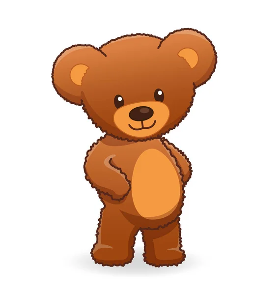 Niedliche Kuschelige Braune Unscharfe Teddybär Stehend — Stockvektor