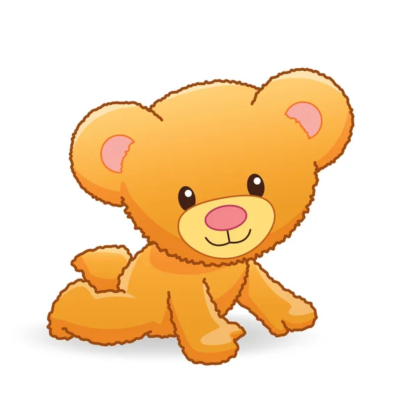 Niedliche Kuschelige Karikatur Baby Teddybär Kriechen — Stockvektor