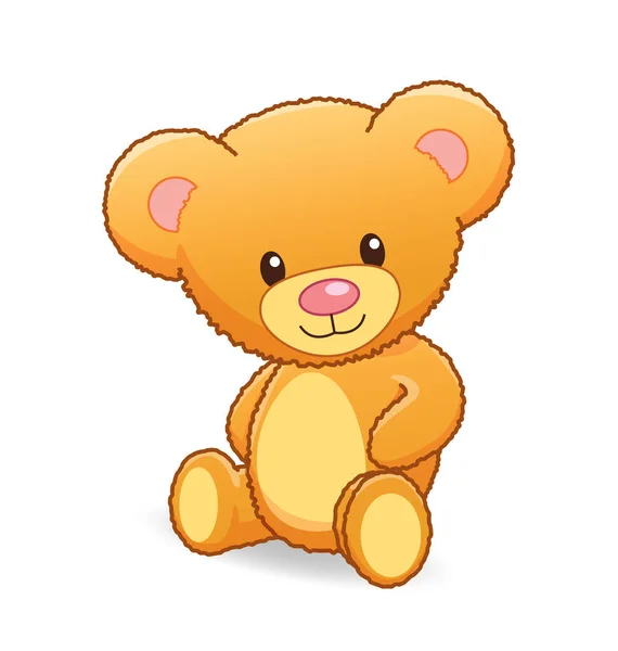 Niedliche Kuschelige Karikatur Baby Teddybär Sitzend — Stockvektor