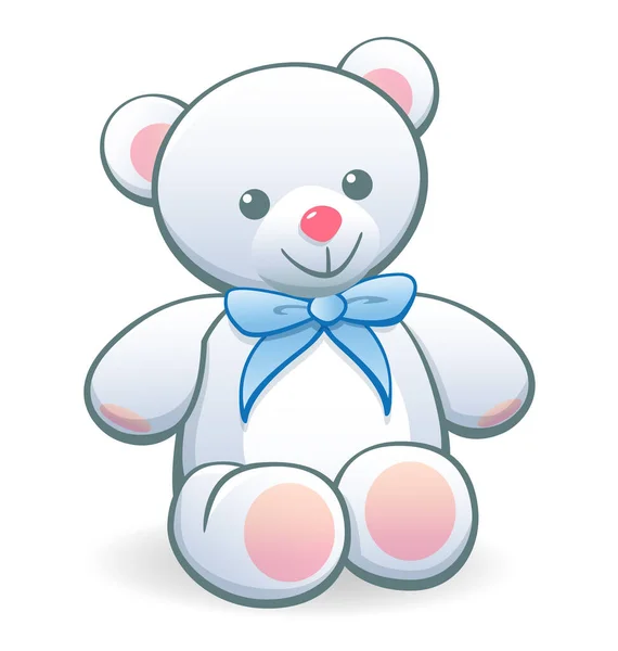 Simples Bonito Clássico Branco Bebê Azul Ursinho Pelúcia —  Vetores de Stock