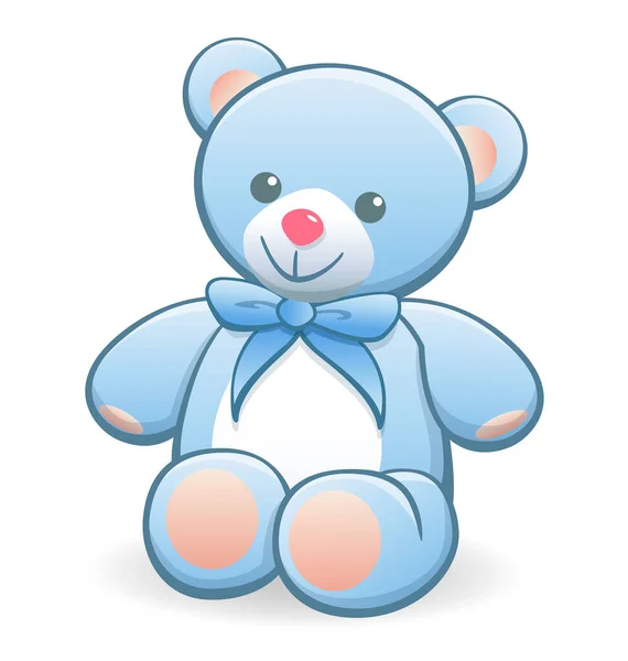 Einfach Niedlich Blasses Baby Blauer Kuscheliger Teddybär — Stockvektor