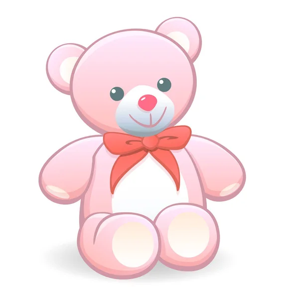 Einfache Klassische Niedliche Rosa Kuschelige Teddybär — Stockvektor