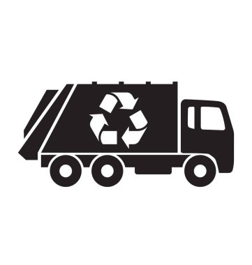 Basit geri dönüşüm kamyonu silueti yan görünümü