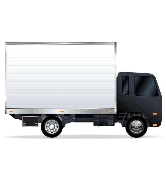 Korte Zwarte Transport Delivery Truck Realistisch — Stockvector