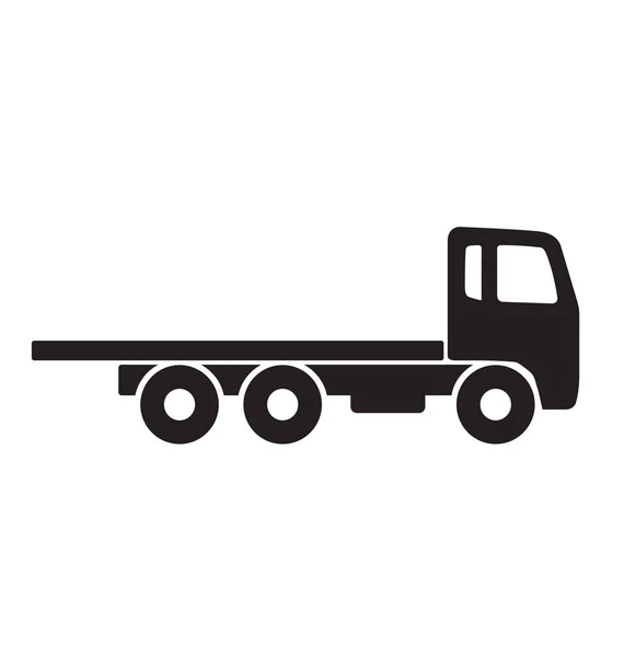 シンプルなフラットベッド牽引トラックのシルエット — ストックベクタ