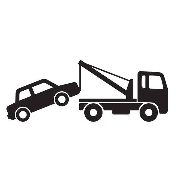 Simple Tow Truck Towing Car Silhouette — Stock Vector