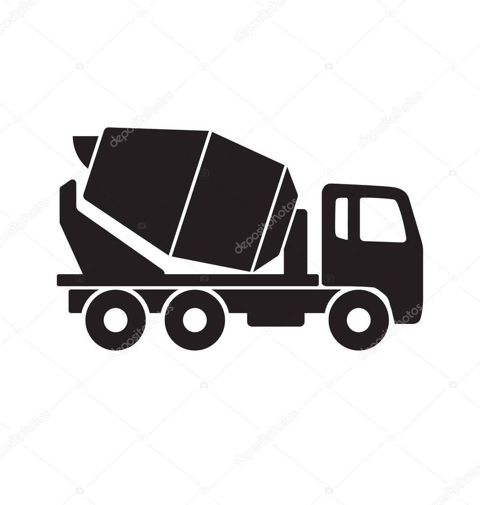 Simple concrete cement mixer truck silhouette