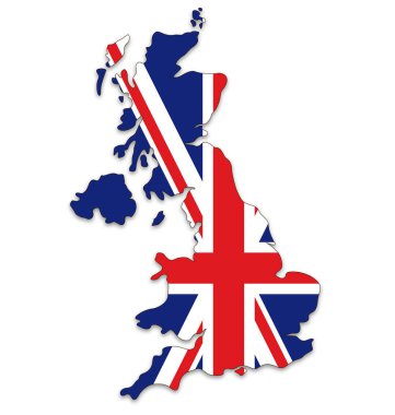 Birleşik Krallık bayraklı İngiltere haritası