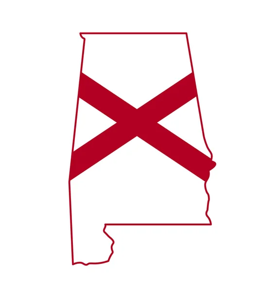 Alabama Állam Zászló Térkép Alakja — Stock Vector