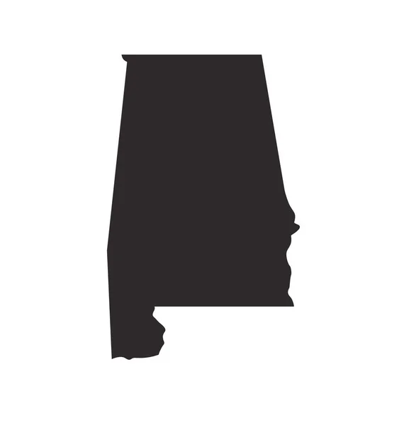Alabama State Map Form Silhuett Förenklad — Stock vektor