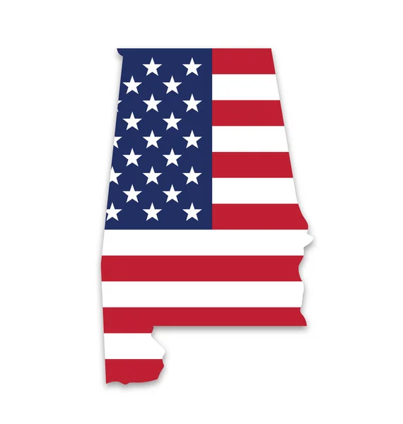 Alabama Állam Térkép Alakja Usa Zászló — Stock Vector