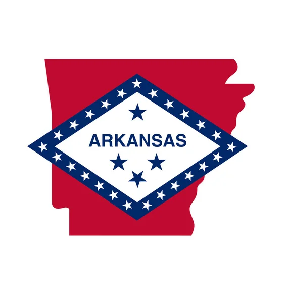 Arkansas Állam Térkép Alakja Zászló Logó — Stock Vector