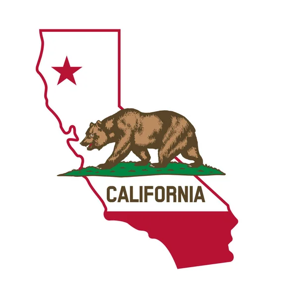 Califórnia Bandeira Estado Forma Mapa — Vetor de Stock