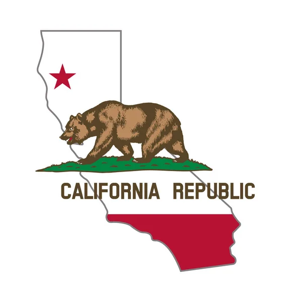 Каліфорнія Державний Прапор Формі Карти — стоковий вектор