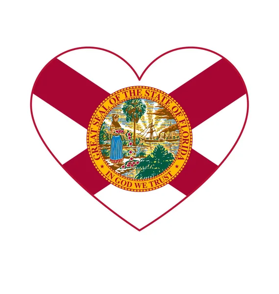 Florida Bandera Del Estado Forma Corazón Símbolo — Vector de stock