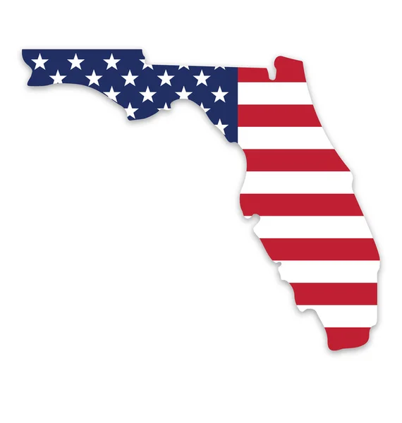 Floryda Stan Mapa Kształt Usa Flaga — Wektor stockowy