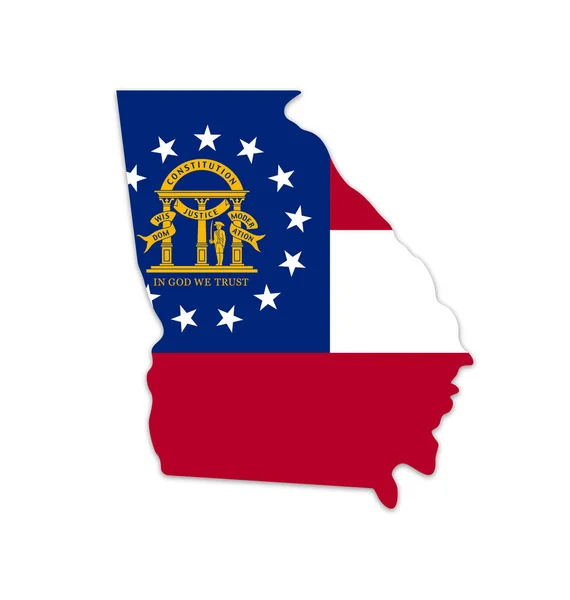 Georgia State Kaart Vorm Met Vlag — Stockvector
