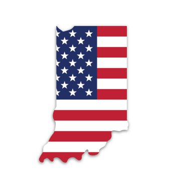 usa flag in indiana state map shape symbol clipart