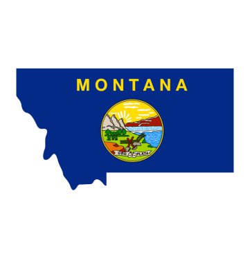 Montana mt haritası devlet bayrağı simgesi ile şekillendirilmiş