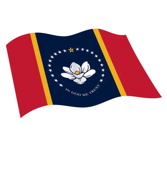 Corretto Nuovo Mississippi Bandiera Stato Battente — Vettoriale Stock