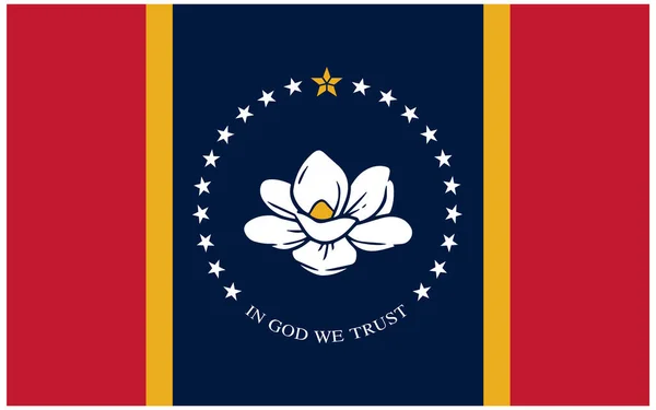 Точний Правильний Новий Прапор Штату Міссісіпі — стоковий вектор