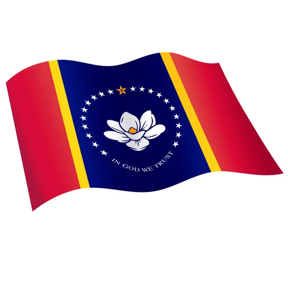 Correcta Precisa Nueva Bandera Del Estado Mississippi — Archivo Imágenes Vectoriales