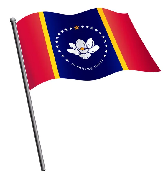 Correcta Nueva Bandera Del Estado Mississippi Asta Bandera — Archivo Imágenes Vectoriales