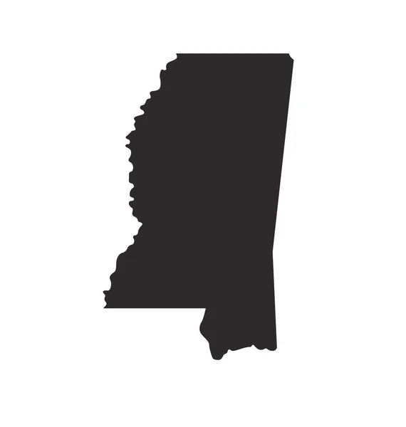 Silueta Forma Mapa Estado Mississippi Simplificada — Vector de stock