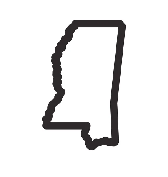 Forma Del Mapa Estado Mississippi Esquema Simplificado — Vector de stock