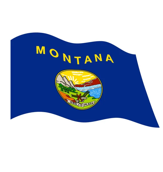 Nauwkeurige Correcte Montana Staatsvlag Zwaaien — Stockvector