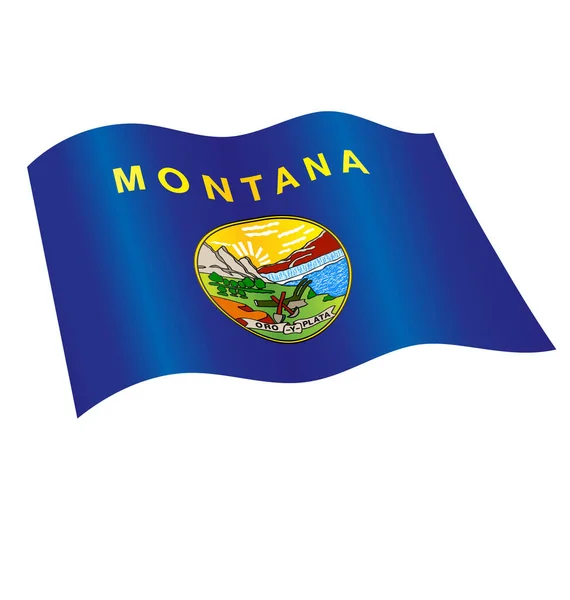Montana Staat Vlag Zijde Vliegen — Stockvector