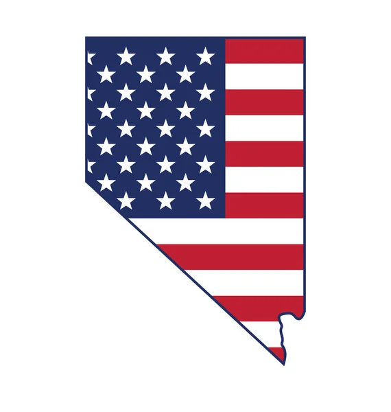 Nevada Mapa Estado Com Bandeira Dos Eua — Vetor de Stock