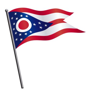 Ohio eyaleti bayrağı dalgalanıyor bayrak direğinde