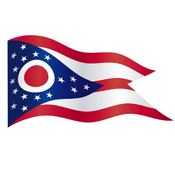 Preciso Correto Ohio Bandeira Estado Voando Acenando —  Vetores de Stock