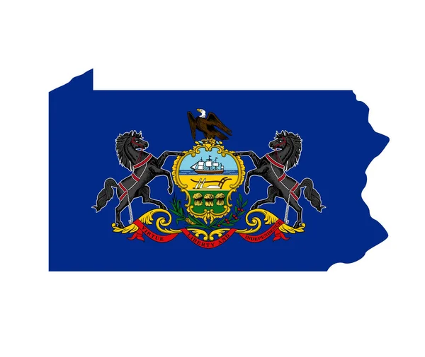 地图形状的宾夕法尼亚州旗 — 图库矢量图片