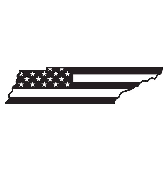 Tennessee Térkép Alakja Usa Zászló Fekete Fehér — Stock Vector