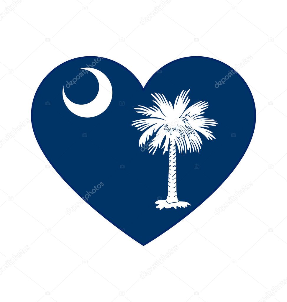 South carolina state flag in love heart shape